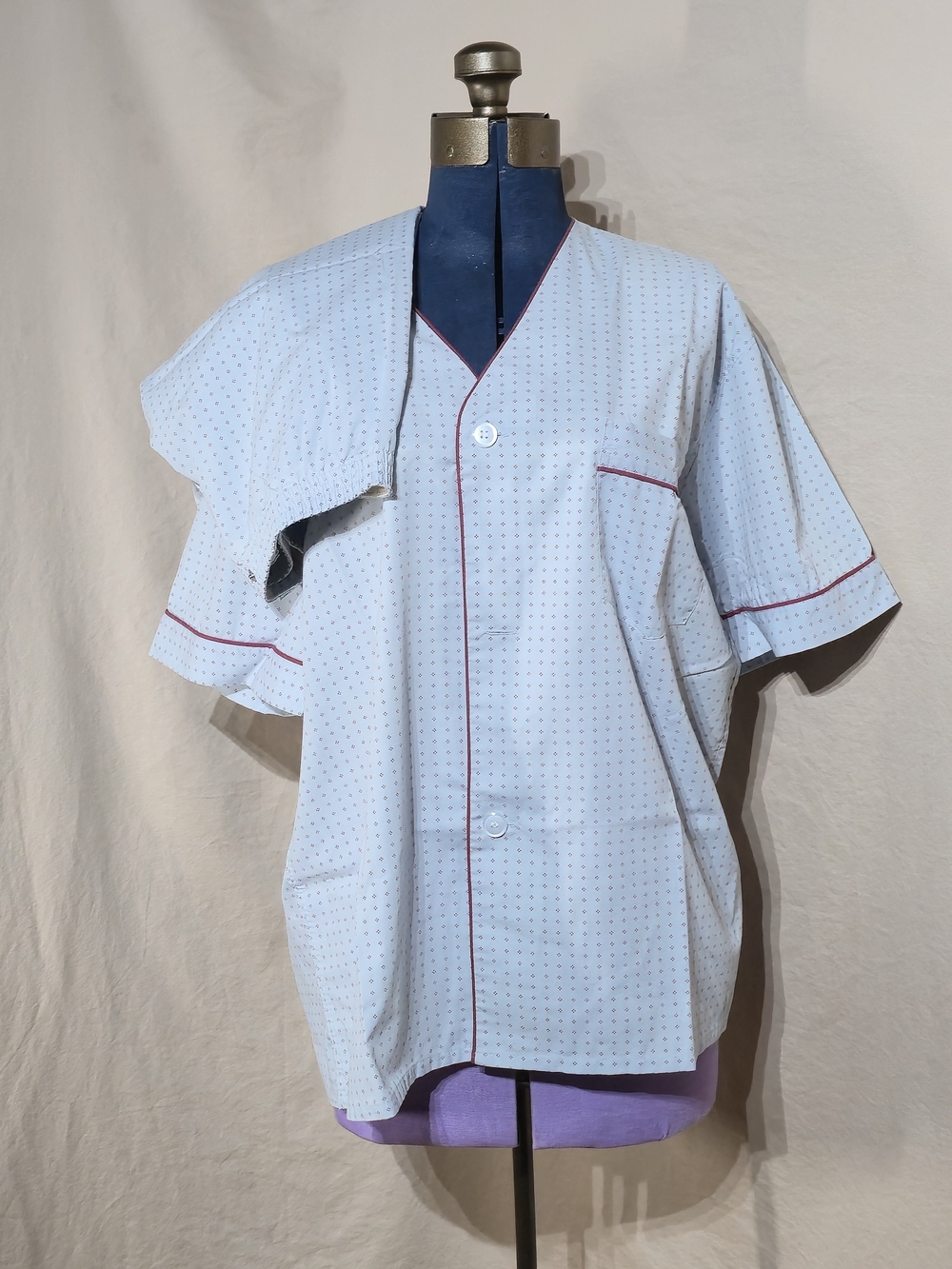Light Blue Polka Dot Shirt And Shorts Pajama Set & Bonus Shirt